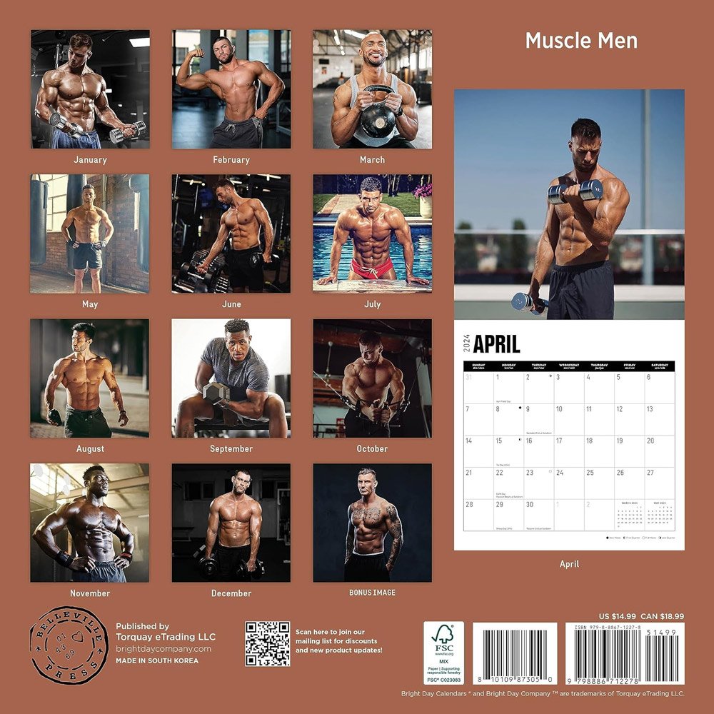 Muscle Men 2024 Calendar Back 